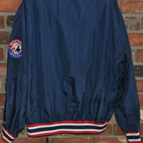 Vintage Montreal EXPOS Baseball MLB Pull-Over Blue Jacket M - Picture 3 of 4